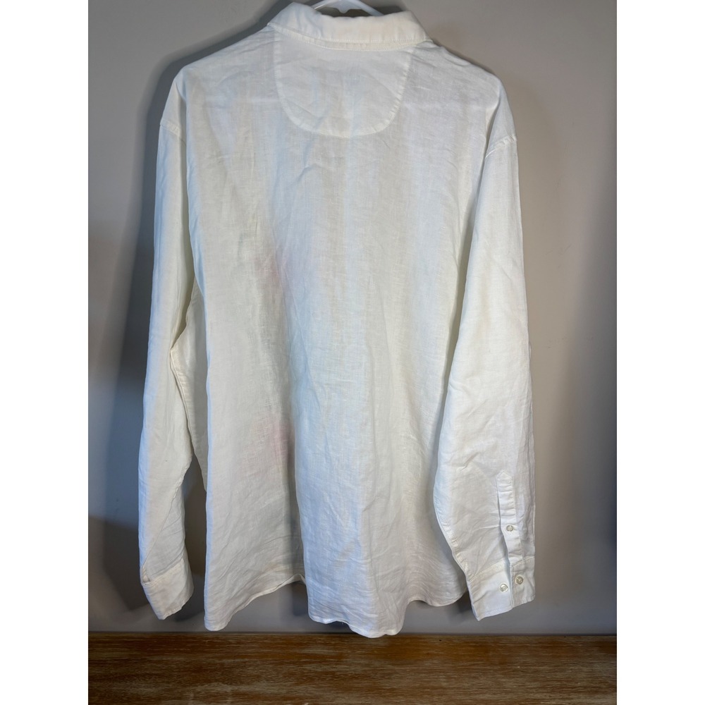 Tommy Bahama White Linen Long Sleeve Shirt Tropical Floral Print XL - Picture 5 of 9